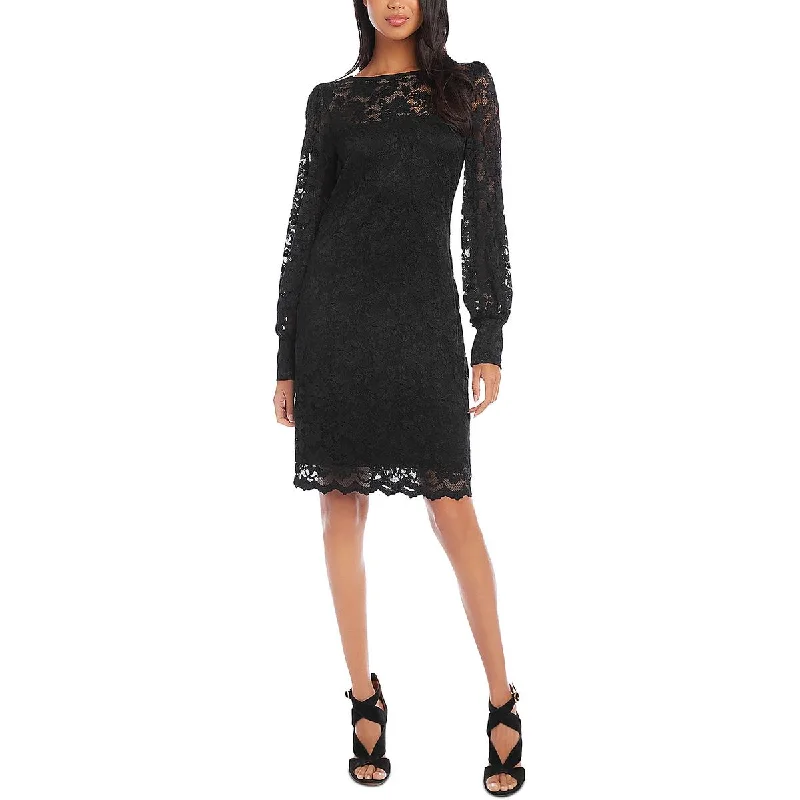 Karen Kane Womens Petites Lace Mini Cocktail And Party Dress Off-the-shoulder Chic Trendy