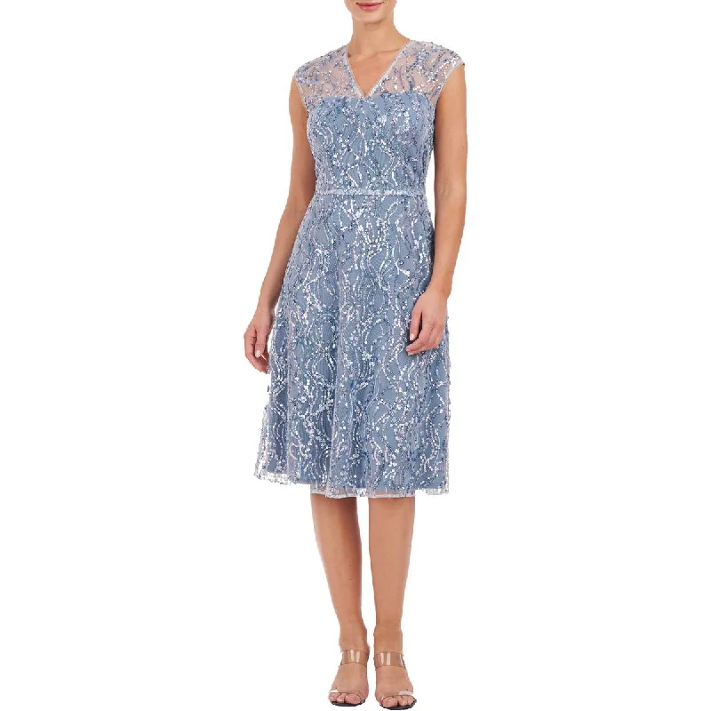 JS Collections Womens Sequin Illusion Cocktail And Party Dress High-Low Hemline Casual