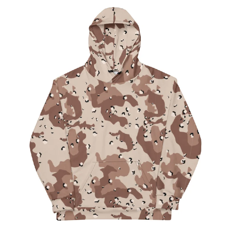 Desert Camouflage Pattern Brushed Fleece Hoodie Sweatshirt Hoodie with Hem Fringe Bohemian Relaxed