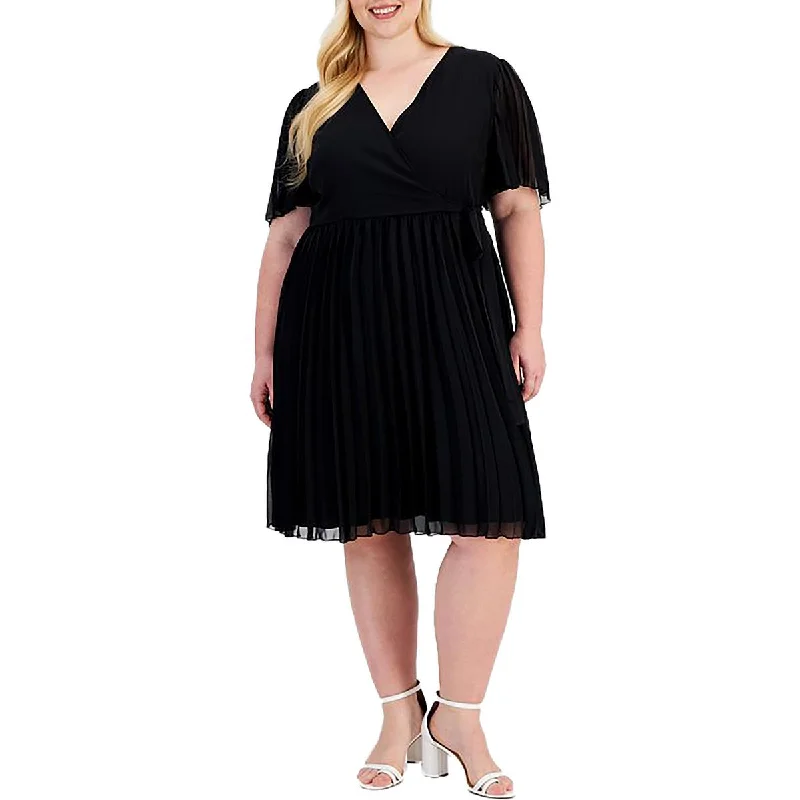 City Studio Womens Plus Shutter Pleat Chiffon Cocktail And Party Dress sweetheart Neckline Romantic