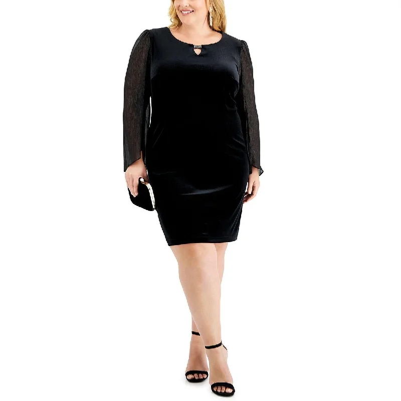 Connected Apparel Womens Plus Sheer Velvet Cocktail and Party Dress Tunics New arrival