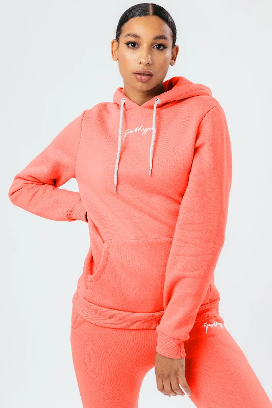 Hype Womens Coral Scribble Hoodie Hoodie with Ribbed Cuffs Snug Fit Comfort