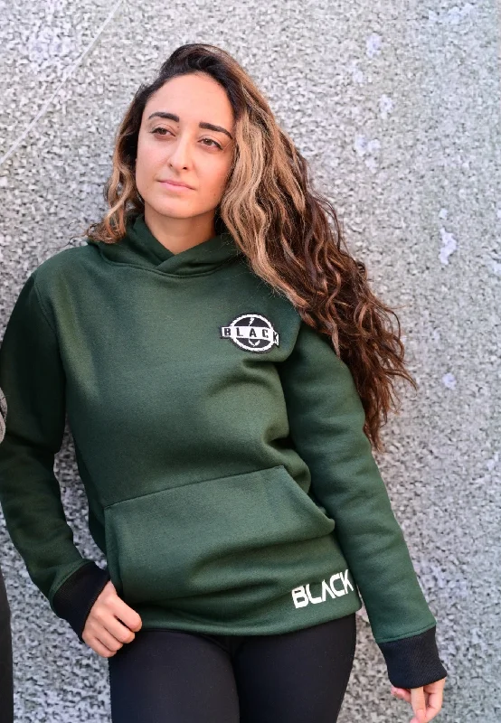 Essentials Hoodie Green Hoodie with Exposed Zipper Edgy Industrial