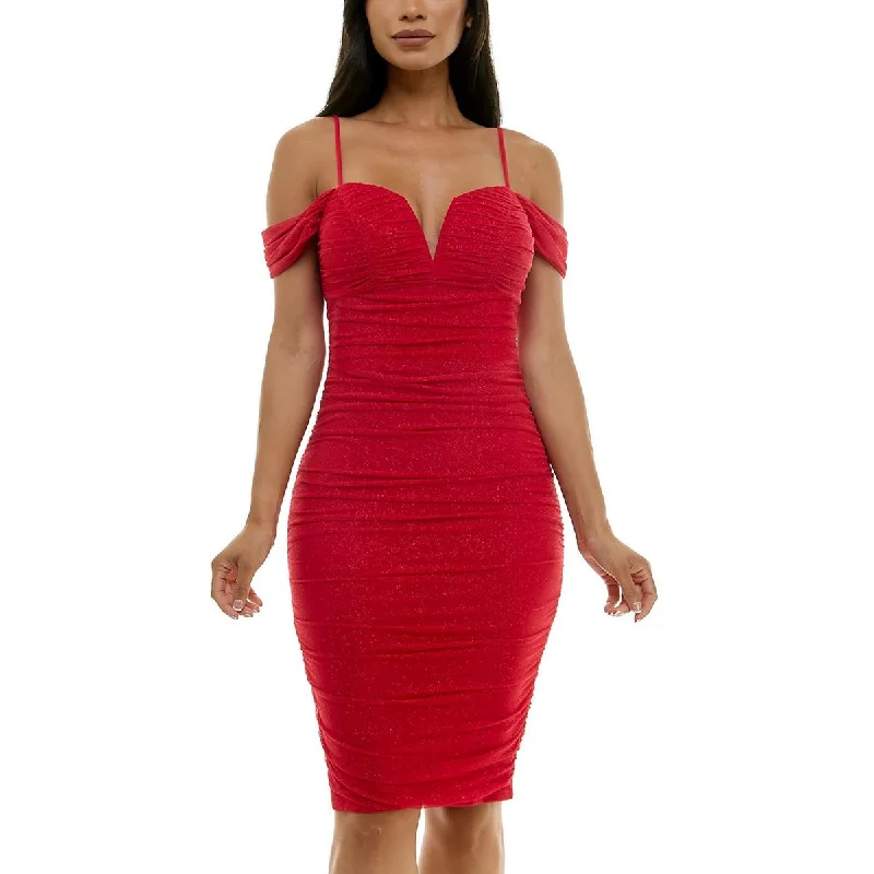 City Studio Womens Juniors Ruched  Cocktail And Party Dress High-Low Hemline Casual
