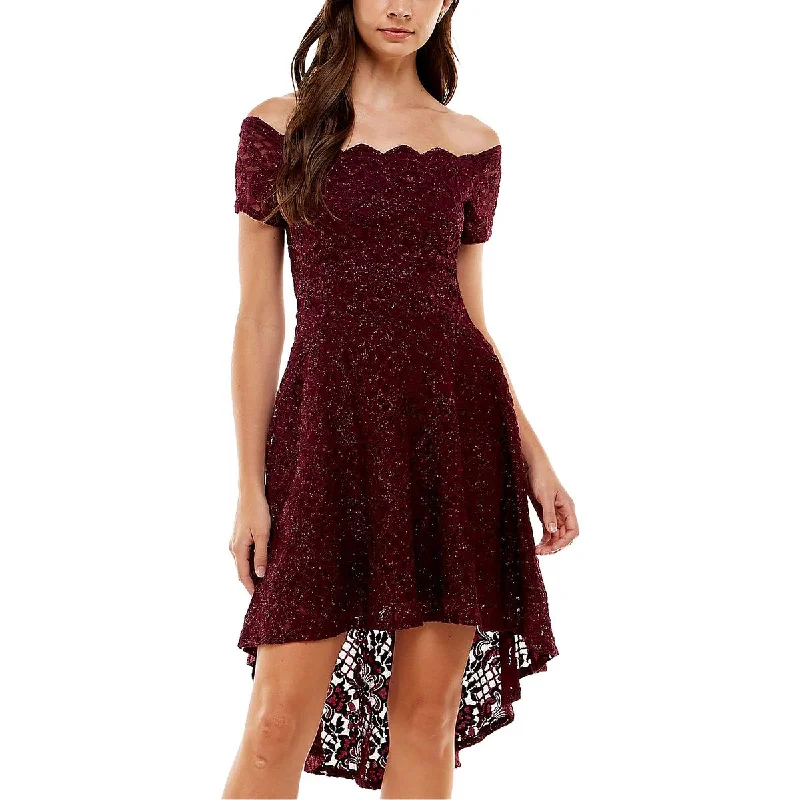 City Studios Womens Juniors Lace Mini Cocktail and Party Dress Tunics Plaid country