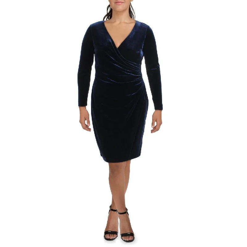 Lauren Ralph Lauren Womens Velvet Surplice Cocktail and Party Dress Mermaid Tail Wedding
