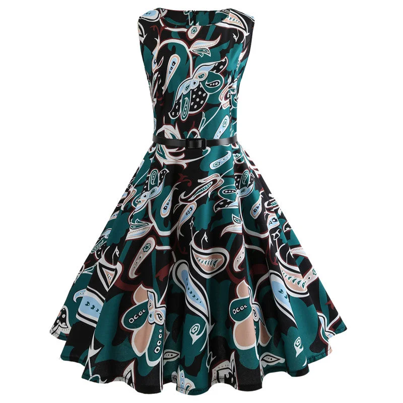 Summer Dress Women Retro Floral Print 50s 60s Vintage Dress With Belt Sleeveless Elegant Party Dresses Sundress Dropship Tunics Canvas sturdy Summer Dress Women Retro Floral Print 50s 60s Vintage Dress With Belt Sleeveless Elegant Party Dresses Sundress Dropship Tunics Canvas sturdy