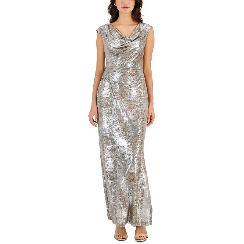 Connected Apparel Womens Petites Metallic  Cocktail And Party Dress Tunics Bridal satin