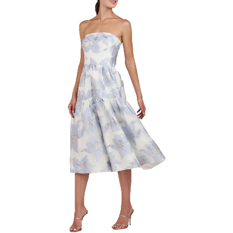Kay Unger New York Womens Strapless Metallic Cocktail And Party Dress Tunics Corduroy durable