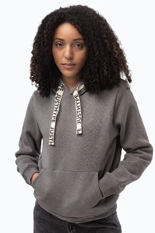 Hype Womens Dark Grey Drawstring Hoodie Graphic Hoodie Design Print