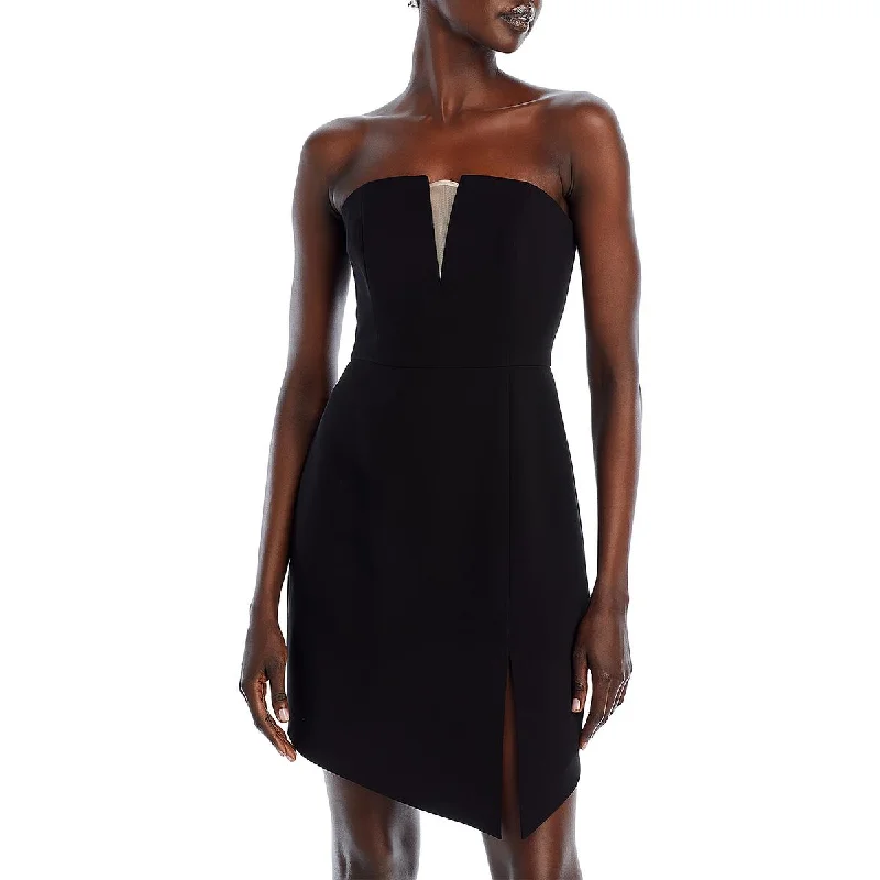 Liv Foster Womens Mesh Inset Twill Cocktail And Party Dress Turtleneck Neckline Stylish Liv Foster Womens Mesh Inset Twill Cocktail And Party Dress Turtleneck Neckline Stylish