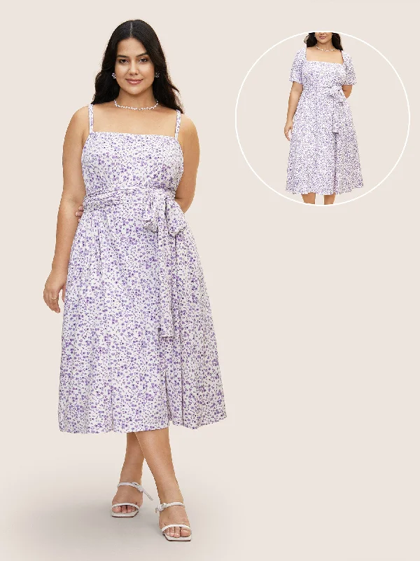 Everywhere Dress - Ditsy Floral Belted Dress Tunics Long Elegant