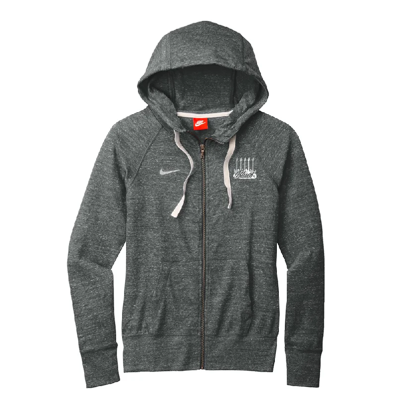 Monochromatic Blues Nike Vintage Full Zip Hoodie (Women) Hoodie with Rolled Sleeves Casual Relaxed