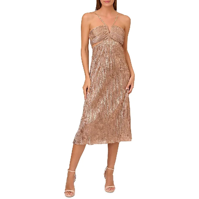 Liv Foster Womens Cutout Metallic Cocktail And Party Dress Square Neckline Feminine