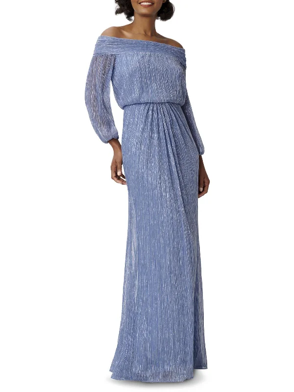 Womens Metallic Off-The-Shoulder Evening Dress Tunics Timeless classic
