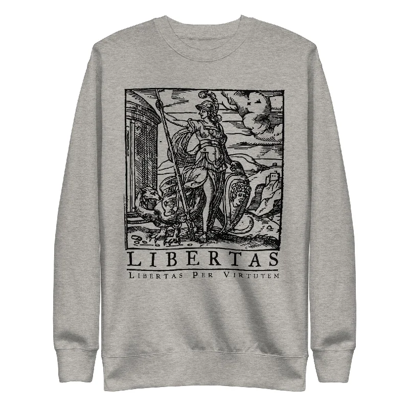Libertas Freedom Through Virtue Sweatshirt Hoodie with Slit Hem Functional Movement