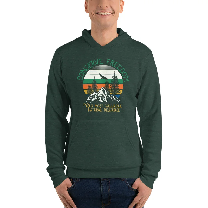 Conserve Freedom Sponge Fleece Unisex Hoodie Sweatshirt Hoodie with Logo Branding Identity