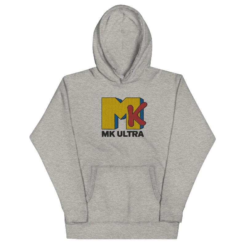 MK Ultra Parody Embroidered Hoodie Hoodie with Metallic Shiny Futuristic