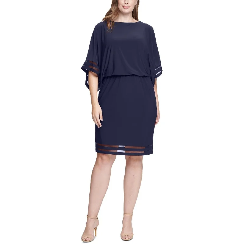 Jessica Howard Womens Plus Illusion Trim Blouson Cocktail And Party Dress Tunics Essential wardrobe