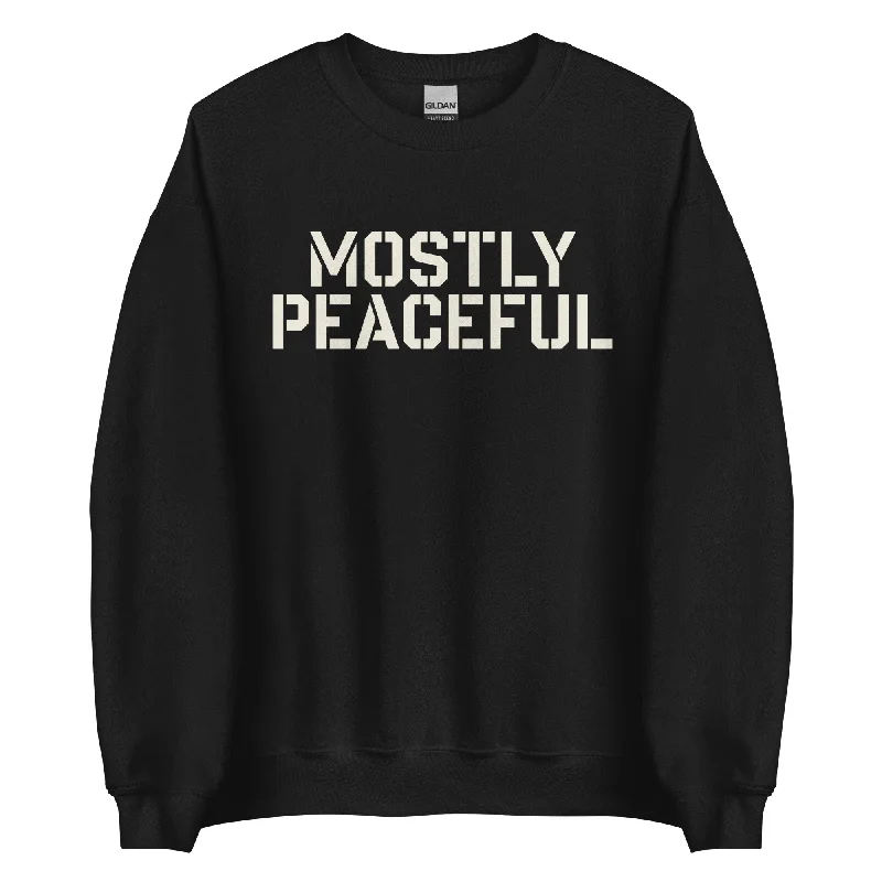 Mostly Peaceful Sweatshirt Hoodie with Fur Luxurious Winter