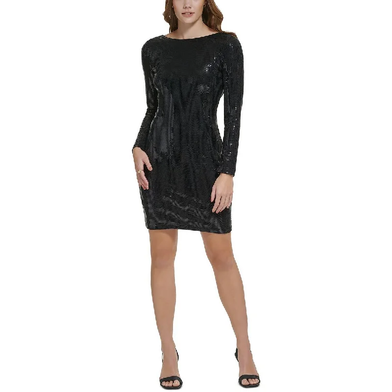 Calvin Klein Womens Sequined Knee-Length Cocktail and Party Dress Tunics Seasonal trendy