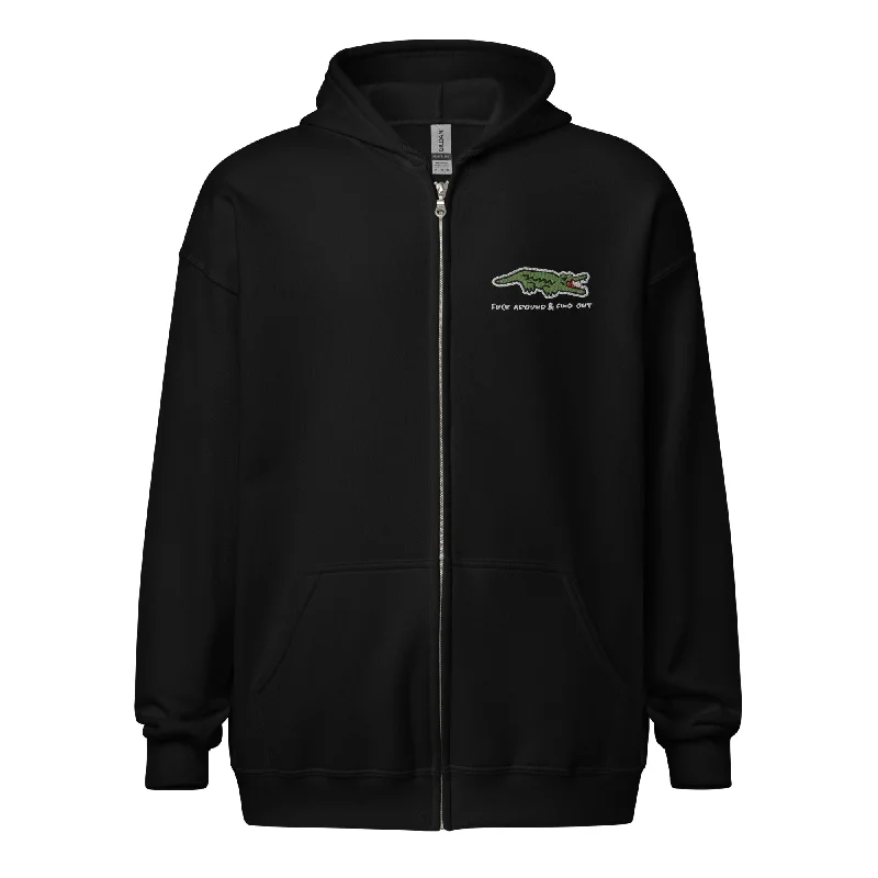 F Around and Find Out Alligator Heavy Blend Zip Hoodie Hoodie with Tie-Dye Psychedelic Retro