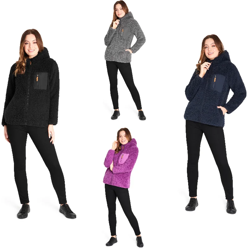 CityComfort Hoodies for Women and Teens, Fluffy Teddy Fleece Hoodie Hoodie with Hidden Zipper Minimalist Clean