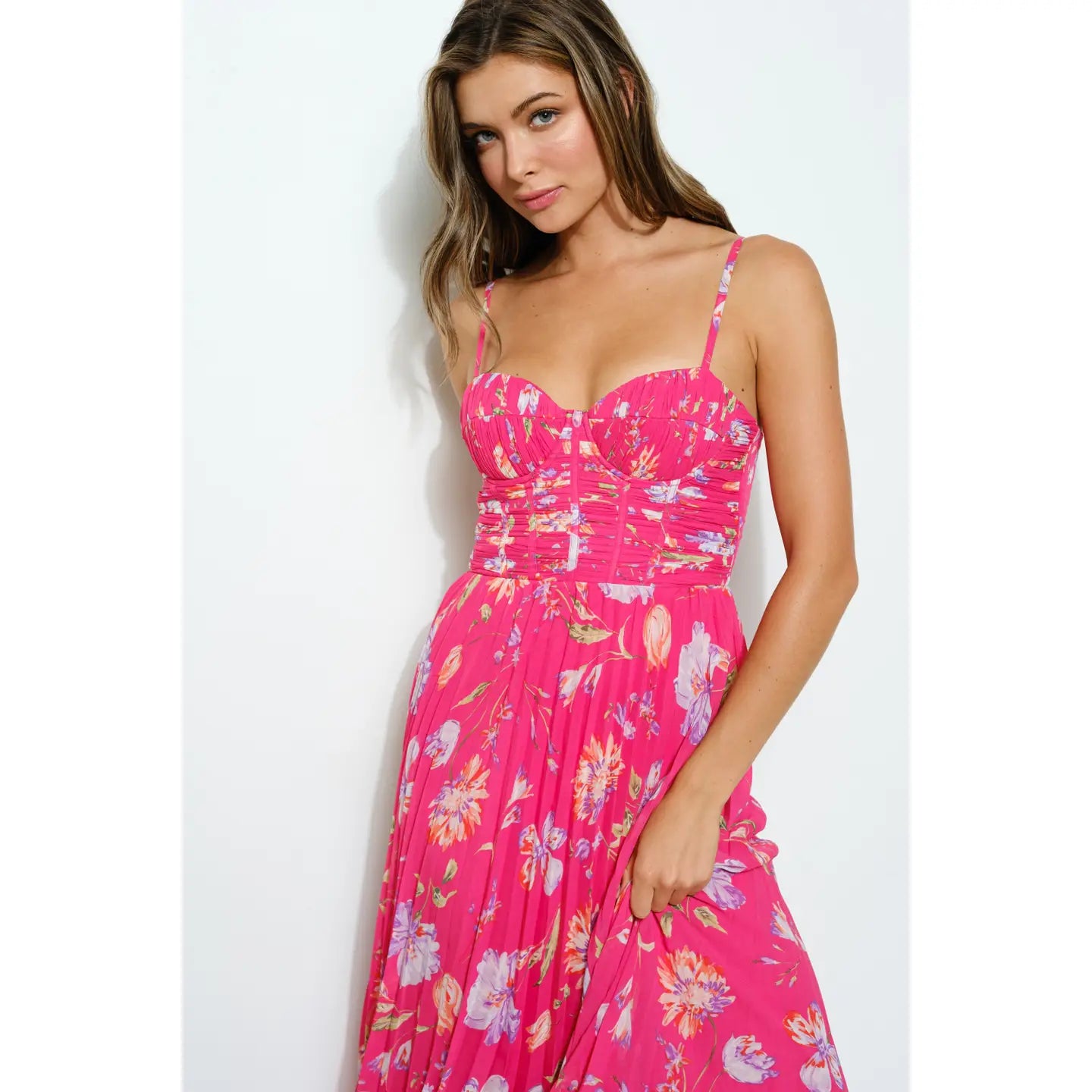 SLEEVELESS PLEATED DRESS Tunics Party sparkling