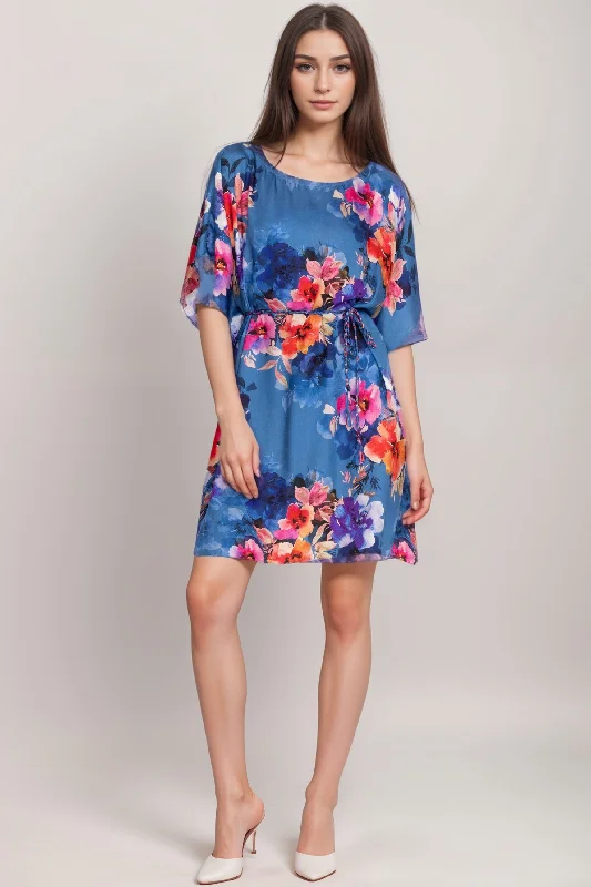 Johnny Was Blue Summer Days Dress with Braided Tie CSW2524-Y Tunic Top Casual