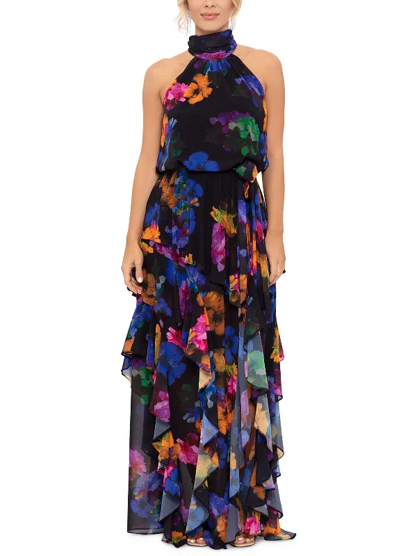 Womens Ruffled Long Evening Dress Tunics Modern contemporary