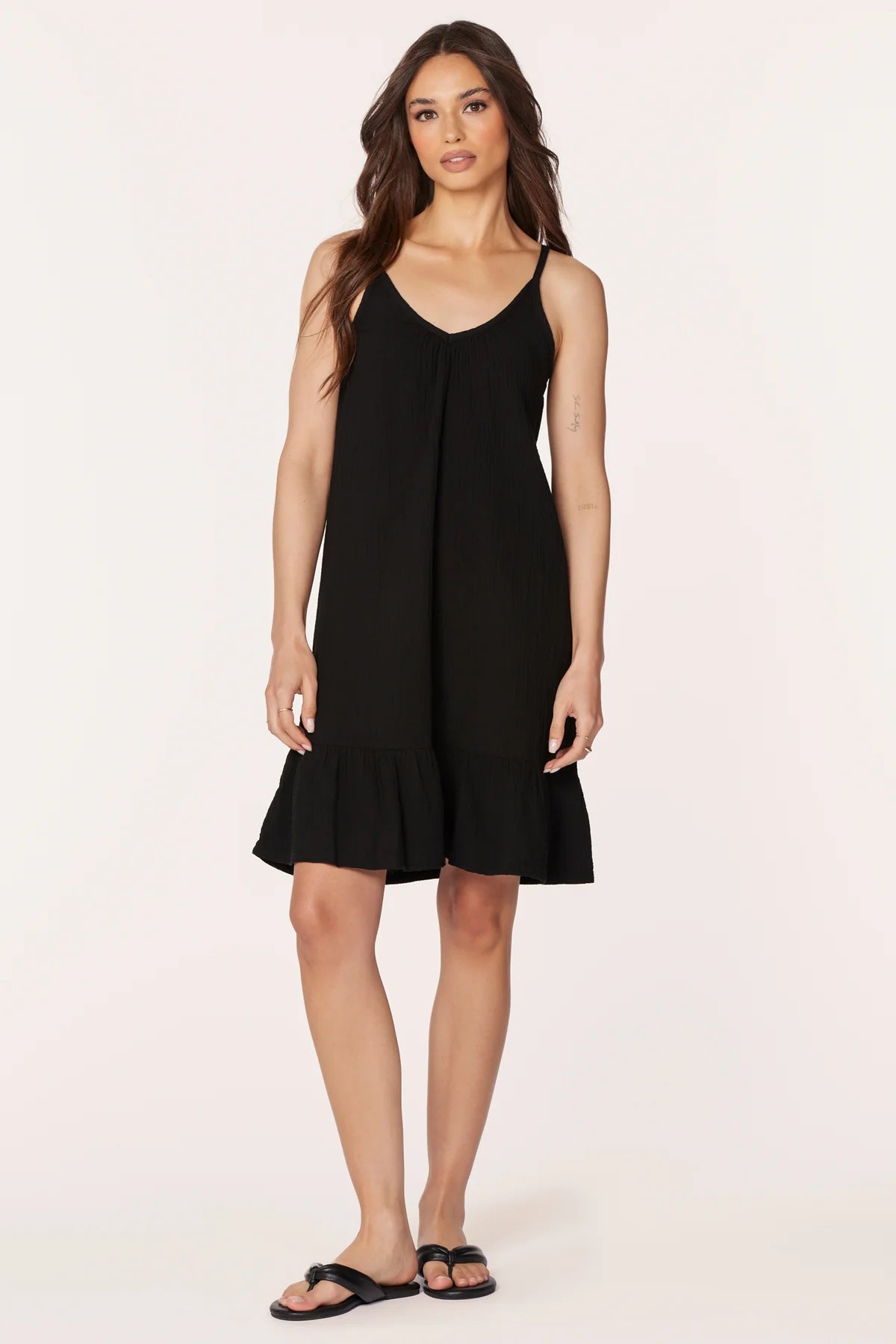 V-NECK SHORT CAMI RUFFLE DRESS Tunics Luxurious high-end