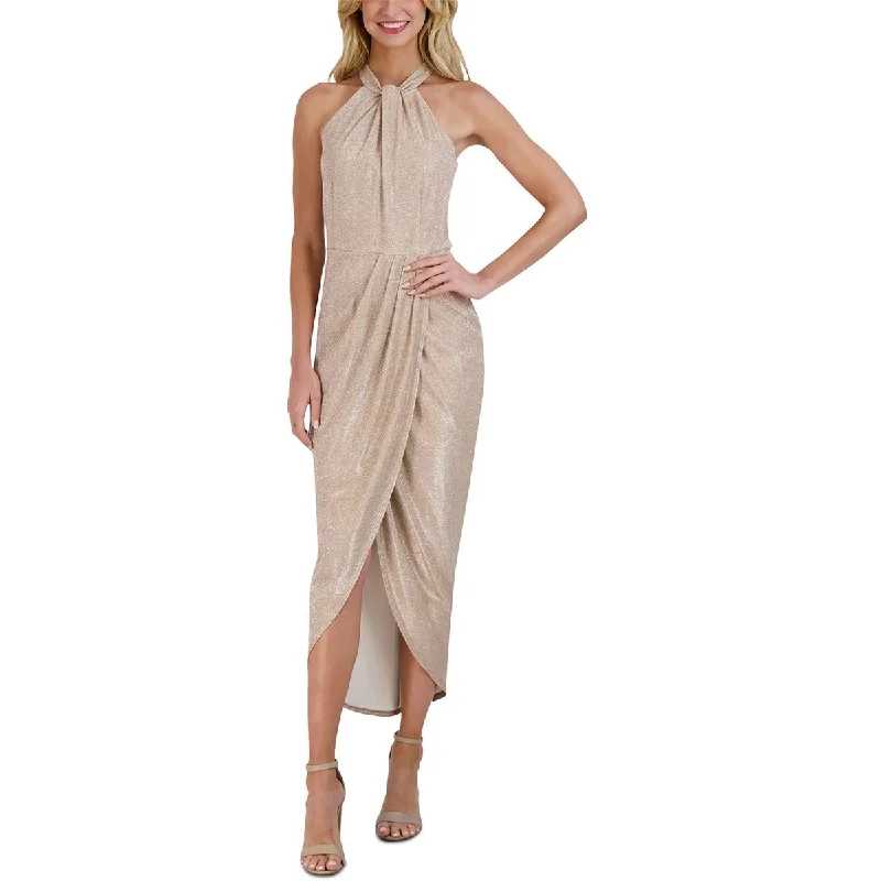 Julia Jordan Womens Tie Neck Tulip Hem Cocktail And Party Dress Pencil Length Work