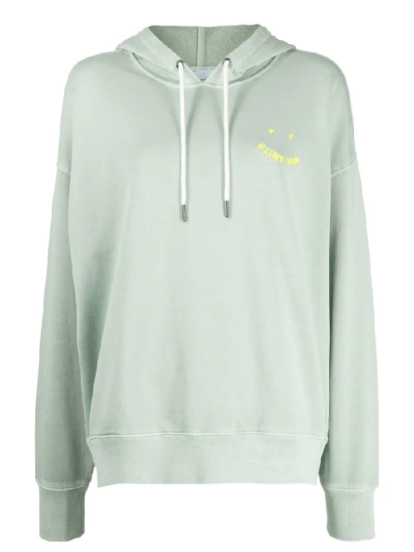 Paul Smith Green Smiley Happy Hoodie Top W2R-226VE-K21169-36A Hoodie with Camouflage Military Edgy