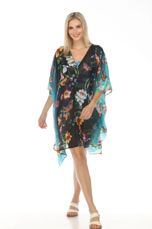 Johnny Was Ombre Garden Swim Cover-Up Adjustable Kaftan Dress CSW8123-Y Crew Neckline Sporty