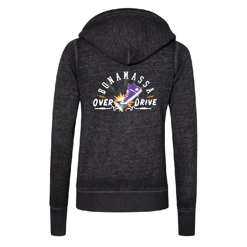 Blues Overdrive J. America Zip-Up Hooded Sweatshirt (Women) Hoodie Crop Top Short Trendy