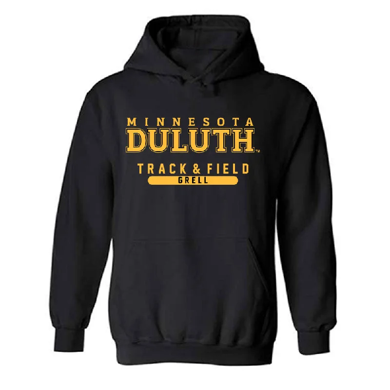 UMN Duluth - NCAA Women's Track & Field : Jordan Grell - Classic Shersey Hooded Sweatshirt Hoodie with Side Slits Relaxed Casual