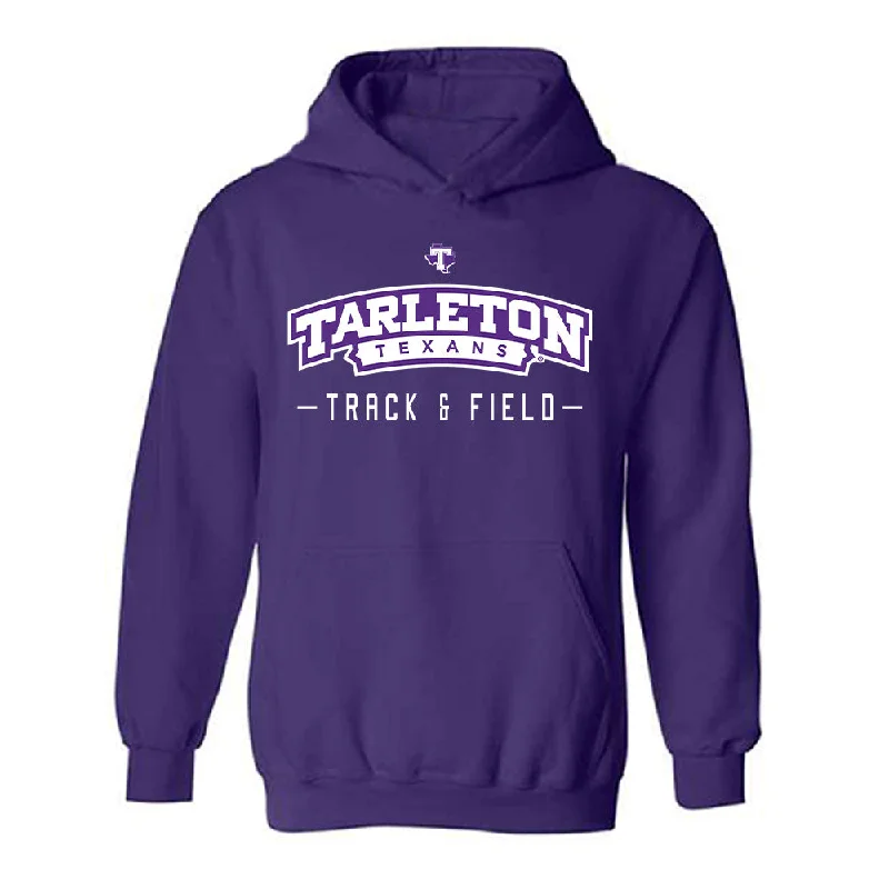 Tarleton State - NCAA Women's Track & Field : Veronica Duran - Classic Shersey Hooded Sweatshirt Hoodie with Snap Buttons Easy Quick