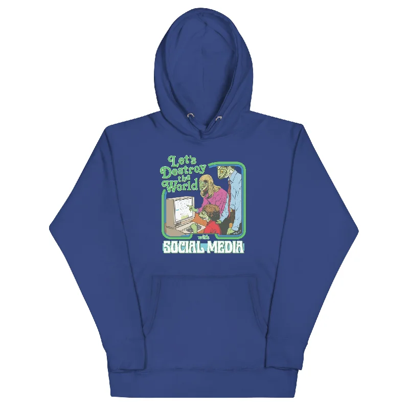 Let’s Destroy the World With Social Media Lizard People Hoodie Hoodie with Ribbed Neckline Snug Warm