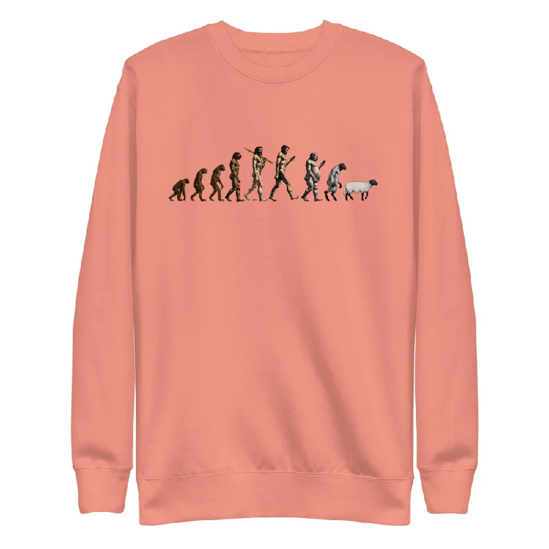 March of Devolution Sheeple Unisex Premium Sweatshirt Hoodie with Hem Contrast Bold Stylish