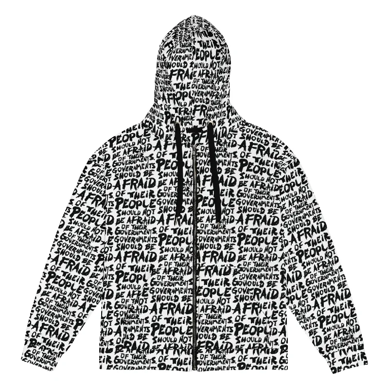 People Should Not Be Afraid of Their Governments Jefferson Quote Zip Hoodie Hoodie with Strings Custom Fit Adjustable
