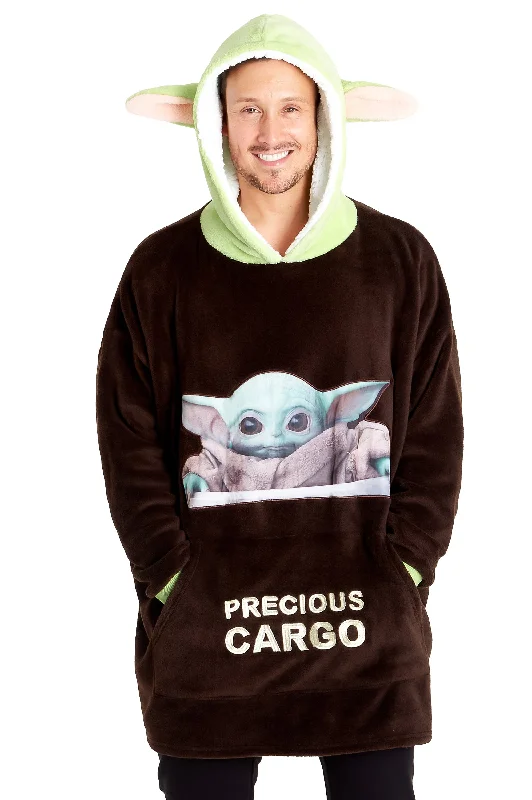 The Mandalorian Mens Hoodies ,Fleece Oversized Blanket Hoodie, Baby Yoda Gifts Hoodie with Hem Fringe Bohemian Relaxed