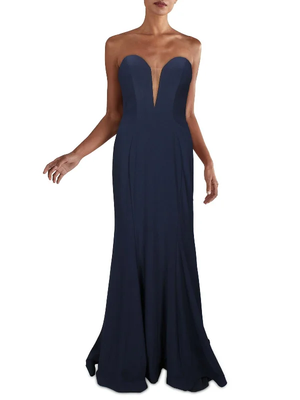 Womens Mesh Inset Strapless Evening Dress Tunics Travel practical