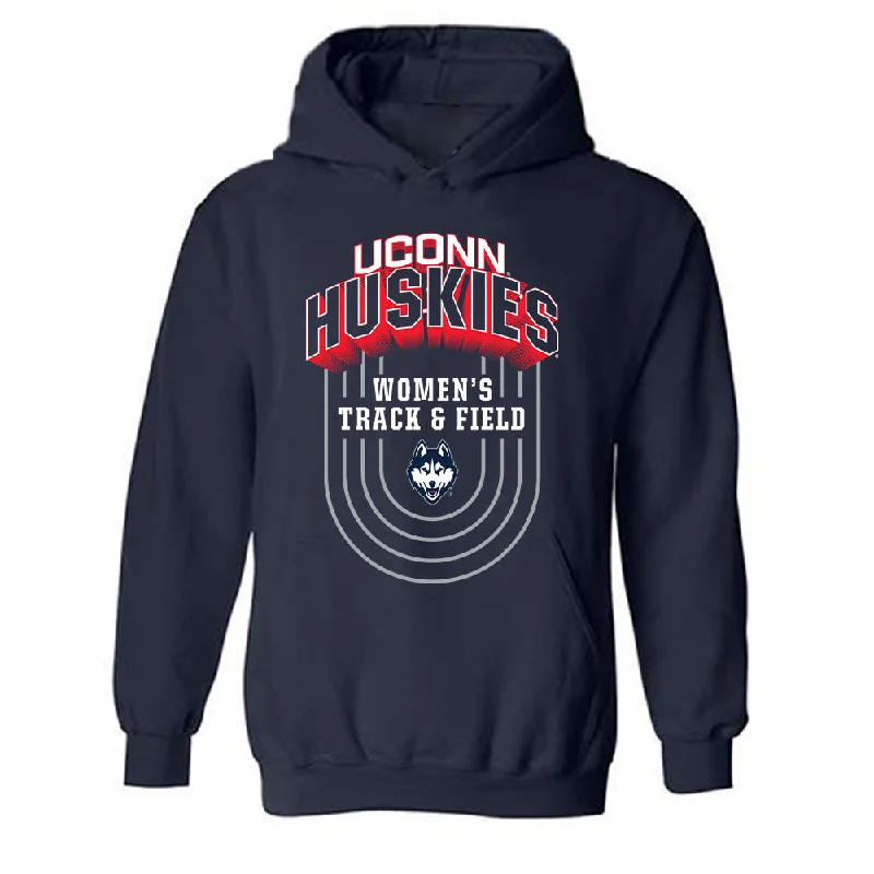 UConn - NCAA Women's Track & Field (Outdoor) : Mallory Malz Hooded Sweatshirt Hoodie with Frayed Bohemian Relaxed