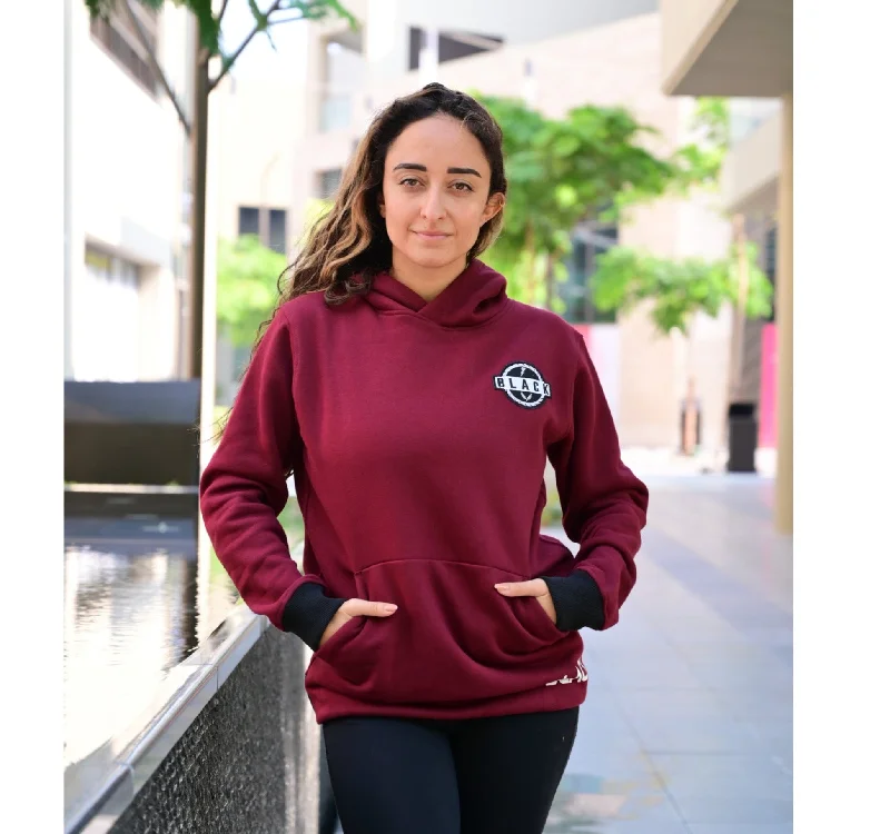 Essentials Hoodie Maroon Hoodie with Full-Zip Functional Layering