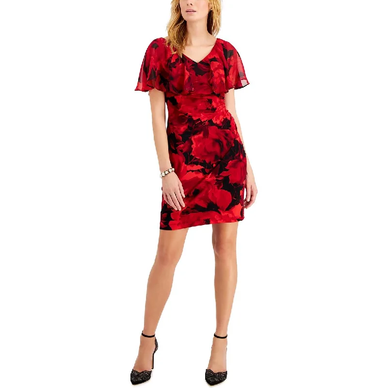 Connected Apparel Womens Petites Printed Mini Cocktail and Party Dress Tunics Occasion special