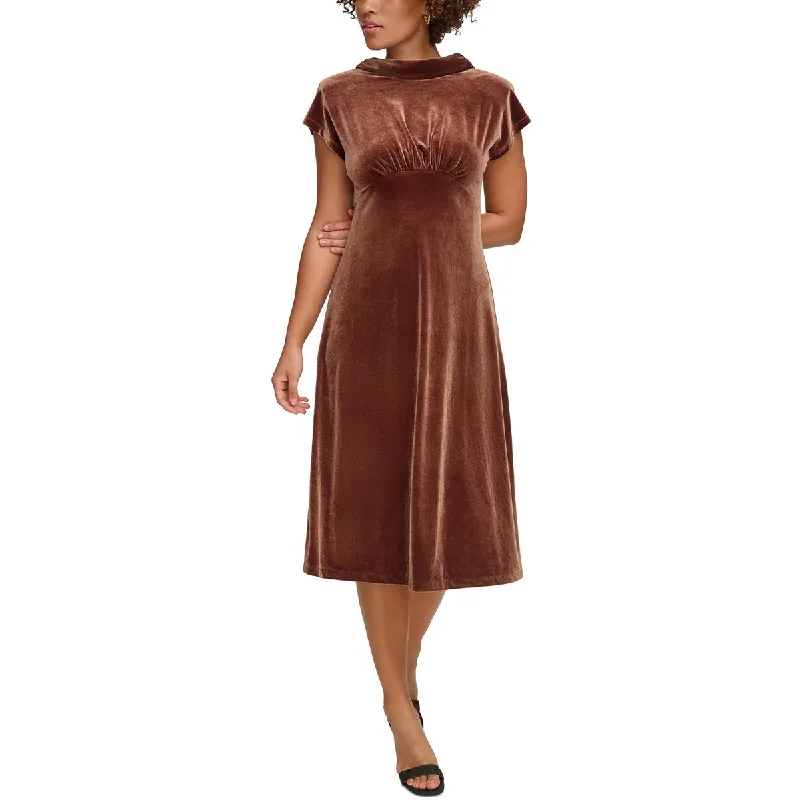 Calvin Klein Womens Velvet Open Back Cocktail And Party Dress Tunics Designer luxury