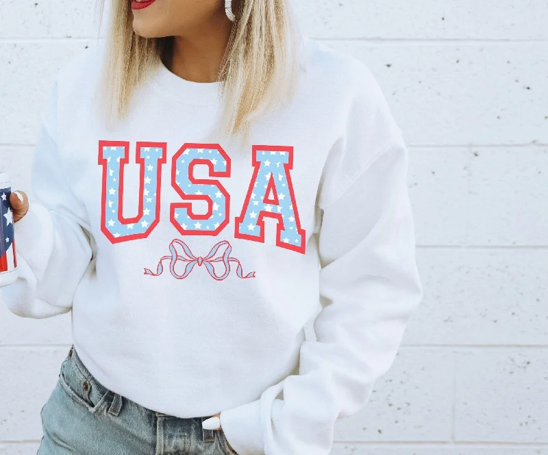 Coquette USA 4th of July Patriotic Sweatshirt Hoodie with Drawcord Adjustable Secure
