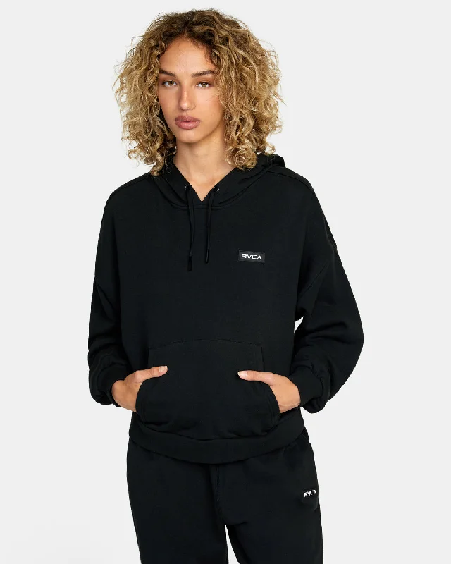 VA Essential Hoodie - Black Hoodie with Side Slits Relaxed Casual