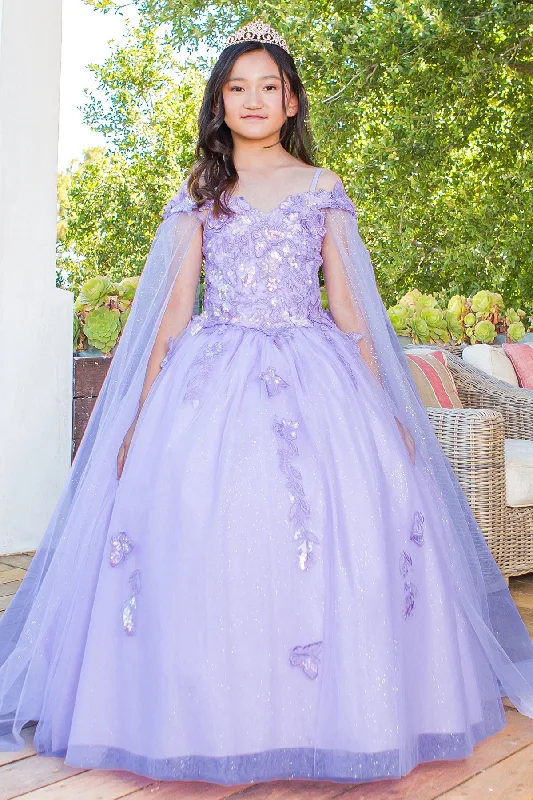 Bliss Girls Organza Butterfly Off Shoulder Party Dress with Detachable Sleeves, Sizes 2-16 Pencil Length Work