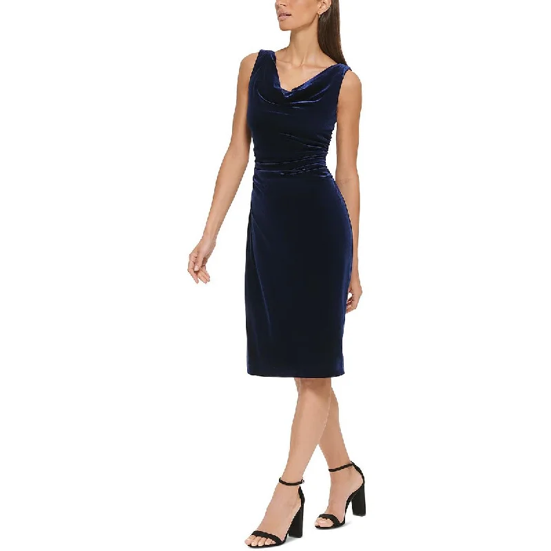 Kensie Womens Ruched Velvet Cocktail and Party Dress Tunics Gym athletic
